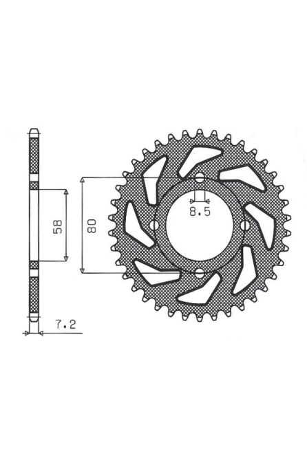 SUNSTAR ЗУБЧАТАЯ РЕЙКА ЗАДНЯЯ 810 42 SUZUKI GN 125 '92-'00 (JTR810.42) (ДРУГИЕ. 428) (81042JT)