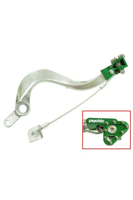 NACHMAN РЫЧАГ ТОРМОЗА NOŻNEGO KAWASAKI KXF450 '06-'18, KLX450R 08-12 ЦВЕТ СЕРЕБРИСТЫЙ Z ZIELONĄ STOPKĄ