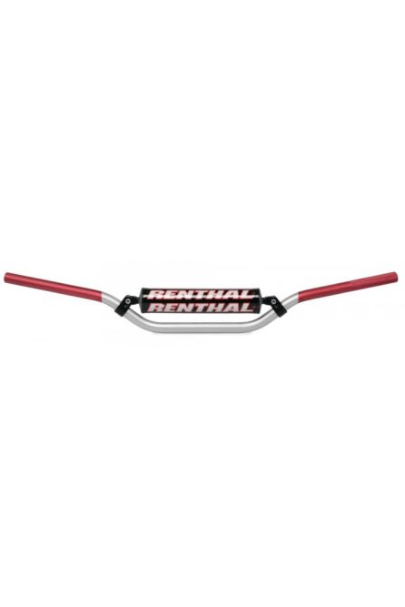 RENTHAL РУЛЬ 7/8 ДЮЙМА (22MM) MX HANDLEBAR SILVER/RED RC PADDED ЦВЕТ СЕРЕБРИСТЫЙ/КРАСНЫЙ С ПОДУШКОЙ
