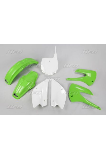 UFO КОМПЛЕКТ ПЛАСТИКА KAWASAKI KX 85 '01-'09, KX 85 '11-'12 ЦВЕТ OEM (ЗЕЛЕНЫЙ/БЕЛЫЙ)