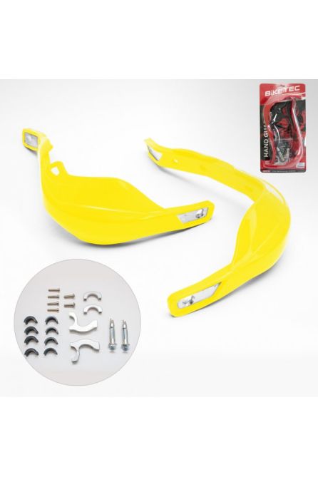 BIKETEC ЗАЩИТА РУК (HANDBARY) ALU ЦВЕТ ЖЕЛТЫЙ (С КРЕПЛЕНИЯМИ 22MM I 28MM)