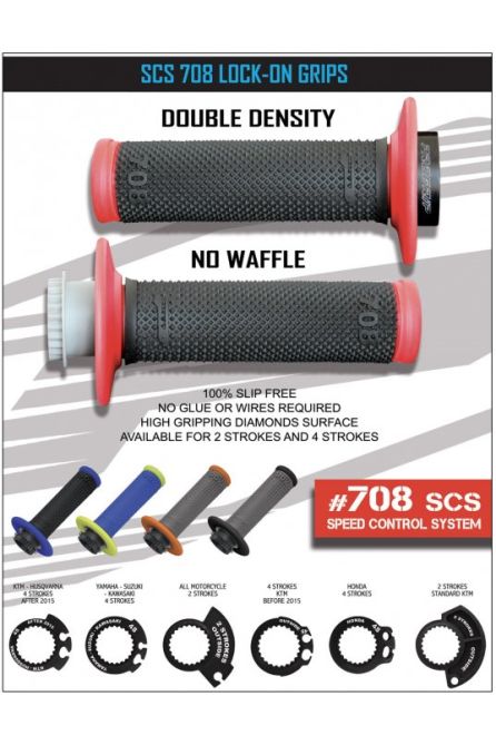PROGRIP ГРИПСЫ PG708 OFF ROAD Z BLOKADĄ SCS LOCK ON + 5 ADAPTERÓW ROLGAZU (22+25MM) ЦВЕТ КРАСНЫЙ ЧЕРНЫЙ (708-149)