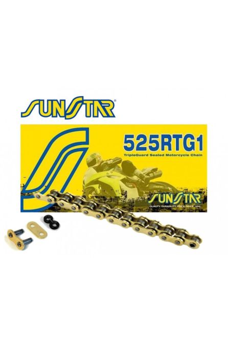 SUNSTAR ЦЕПЬ 525RTG1-118G (525ZVMX) DO 1100 CCM (TG RING) ЦВЕТ ЗОЛОТИСТЫЙ (525RTG1118G)