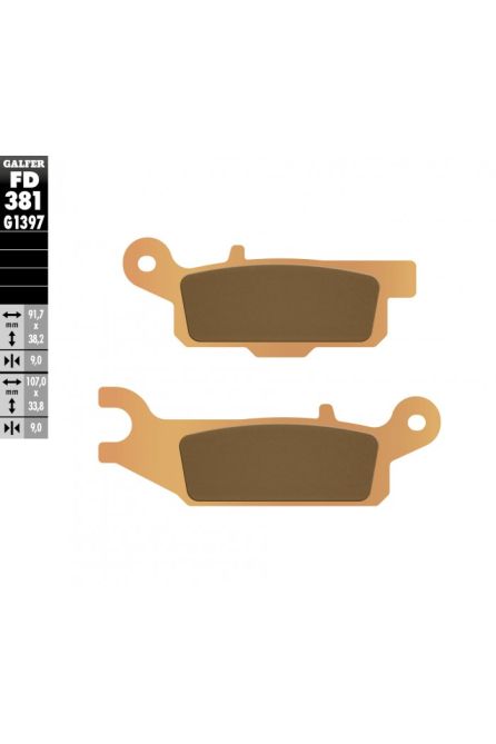 GALFER ТОРМОЗНЫЕ КОЛОДКИ KH446 МЕТАЛЛИЧЕСКИЙ СОСТАВ (ЗОЛОТИСТЫЕ) ATV (КВАДРОЦИКЛ) YAMAHA