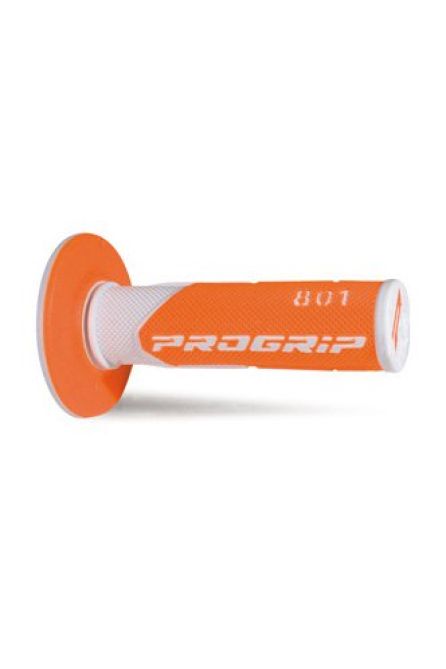 PROGRIP ГРИПСЫ 801 OFF ROAD (22+25MM, ДЛИНА 115MM) ЦВЕТ БЕЛЫЙ/ОРАНЖЕВЫЙ FLUO (ДВУХКОМПОНЕНТНЫЕ) (PG801WH/ORF) (801-242)