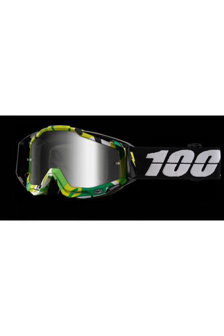 100% ОЧКИ МОДЕЛЬ RACECRAFT BOOTCAMP ЦВЕТ ЗЕЛЕНЫЙ/ЧЕРНЫЙ/БЕЛЫЙ (KHAKI) ЛИНЗА СЕРЕБРЯНОЕ ЗЕРКАЛО