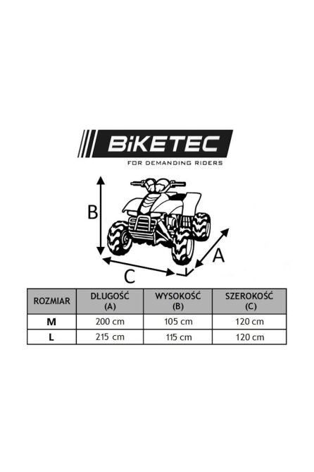 BIKETEC ЧЕХОЛ ВОДОНЕПРОНИЦАЕМЫЙ AQUATEC НА ATV (КВАДРОЦИКЛ) ЦВЕТ ЧЕРНЫЙ/СЕРЫЙ РАЗМЕР L